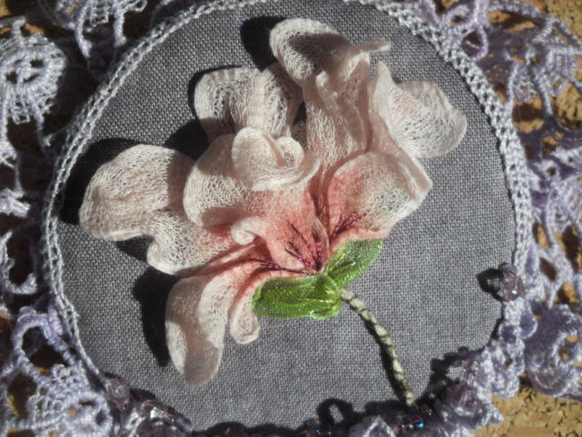 Broder le printemps (2) Fil Flora rose