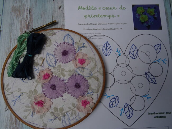 DSC02287 tuto"Broder des feuillages" - Fils et Fantaisies, tuto gratuit pour broderie d'embellissement ou broderie créative - Challenge Coeur de printemps