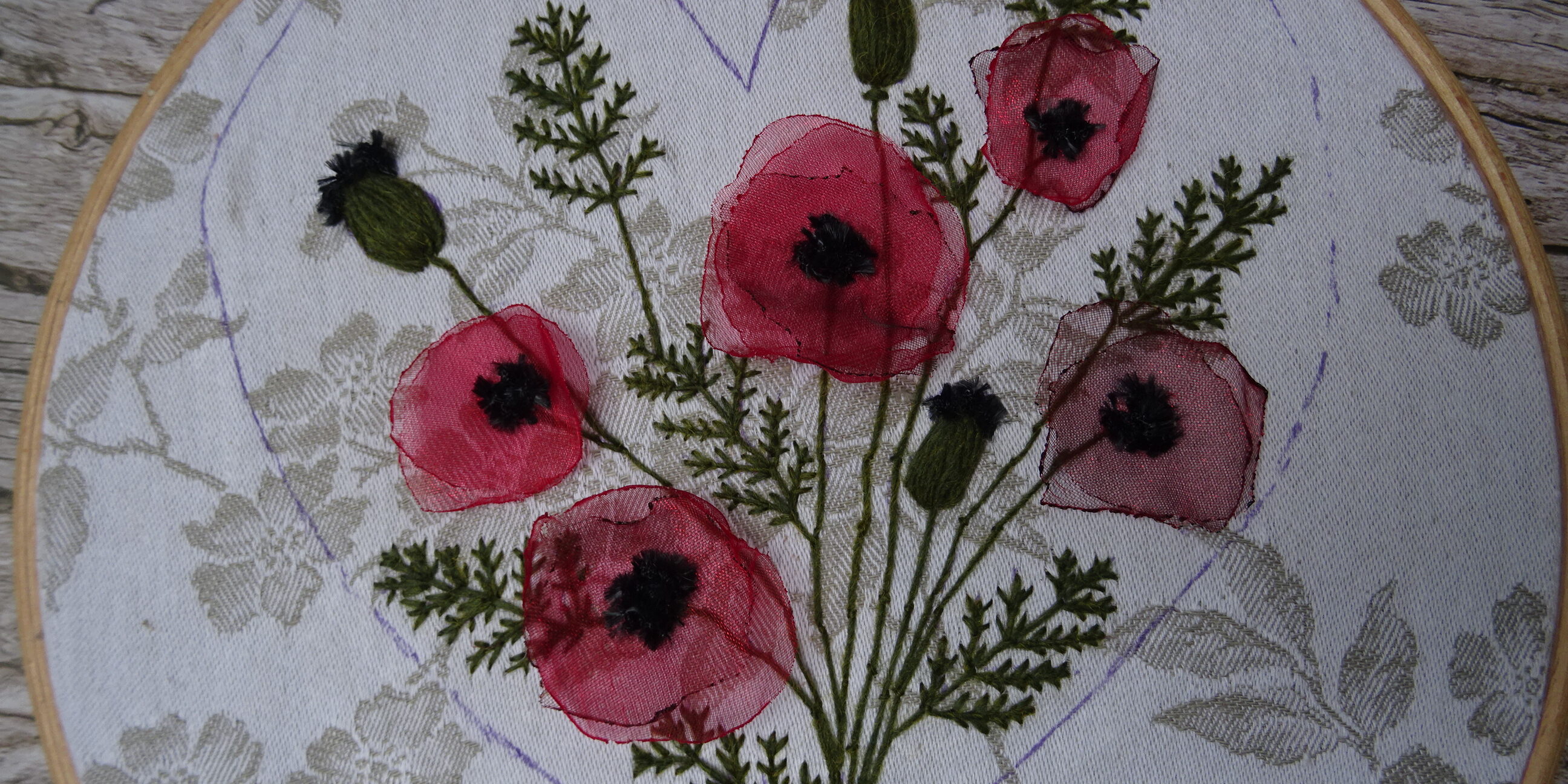 Broder des coquelicots - Au coeur de l'été tuto. gratuit de broderie d'embellissement ou broderie créative par Fils et Fantaisies