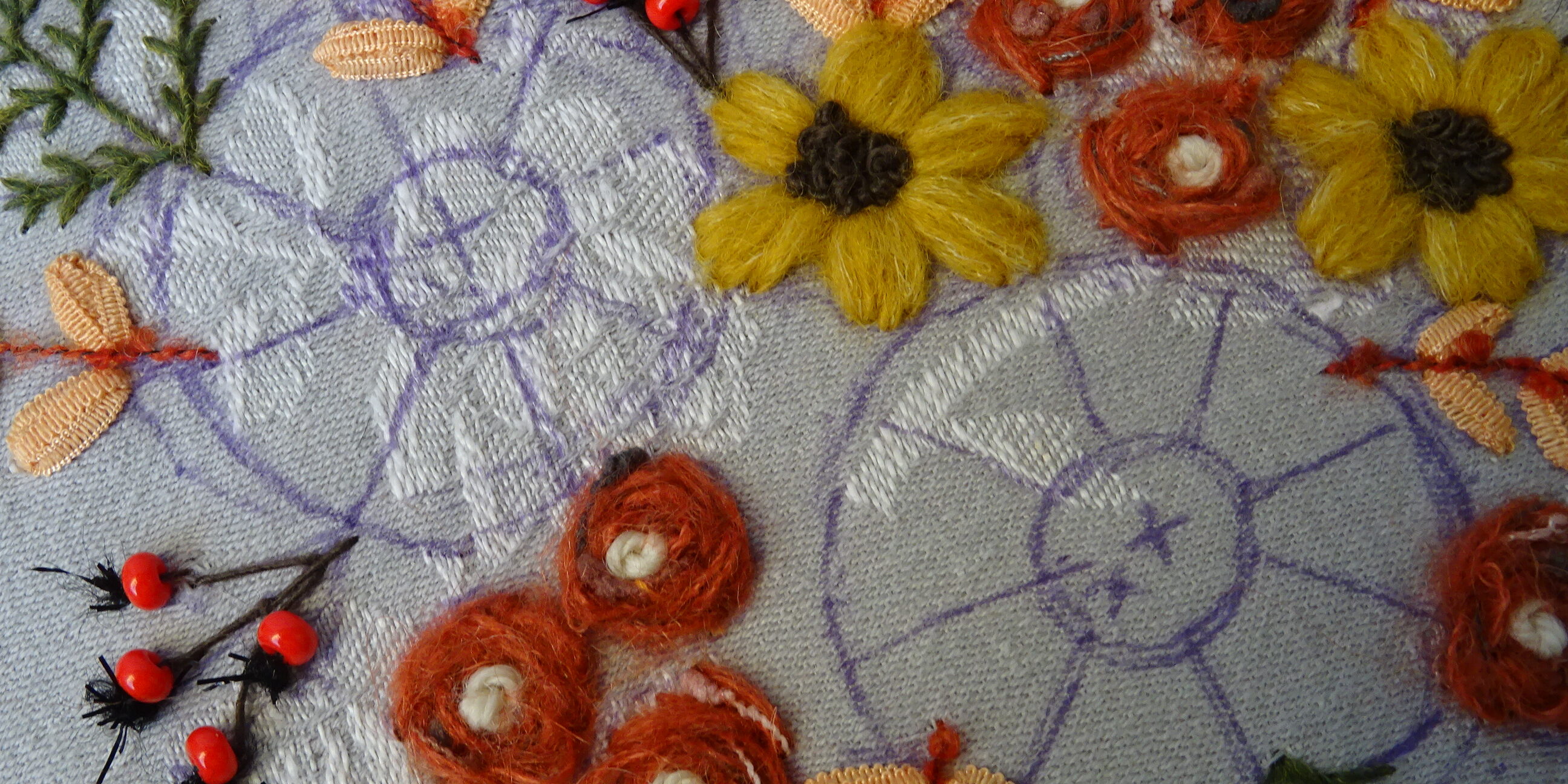 Coeur d'Automne version broderie d'embeliissement - Fils et fantaisies en collaboration avec Sophiebroderie