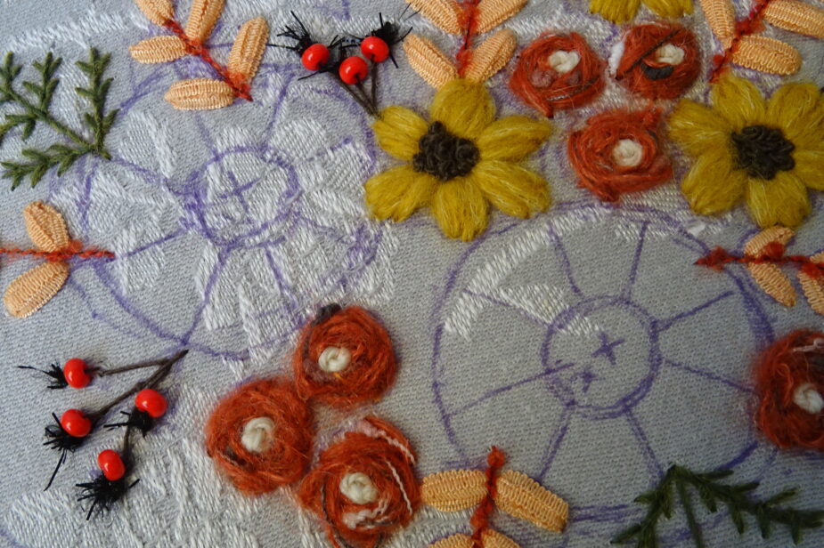 Coeur d'Automne version broderie d'embeliissement - Fils et fantaisies en collaboration avec Sophiebroderie