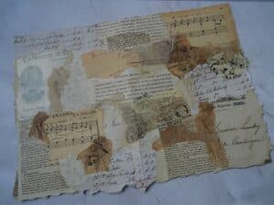 Fond de page du carnet textile mixe media Fils et Fantasies - mois de février.