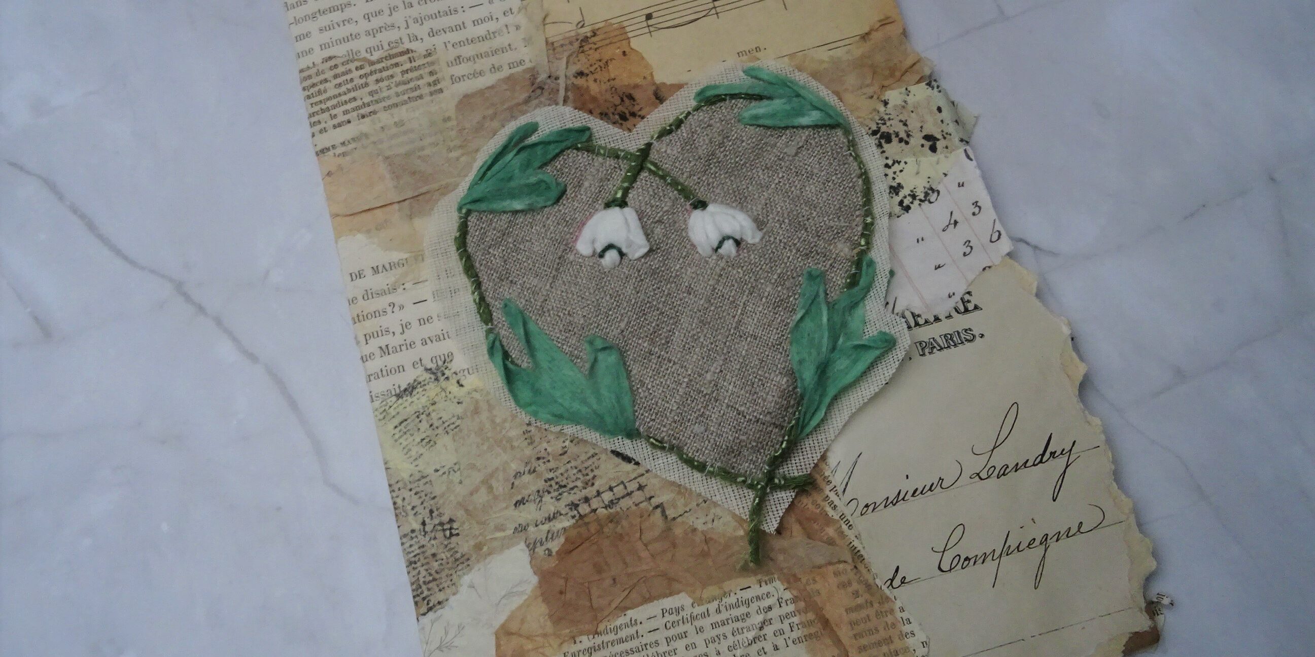 broder des perce neige Fils et Fantaisies – carnet mixed media 2026 page de février