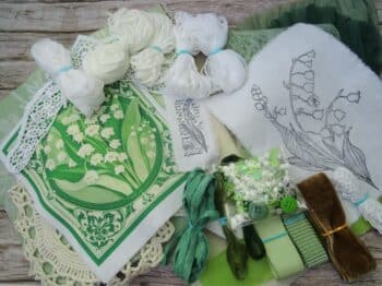 Kit Carnet Muguets De Fils et Fantaisies pour broderie d'embellissement ou broderie créative ou broderie fantaisie