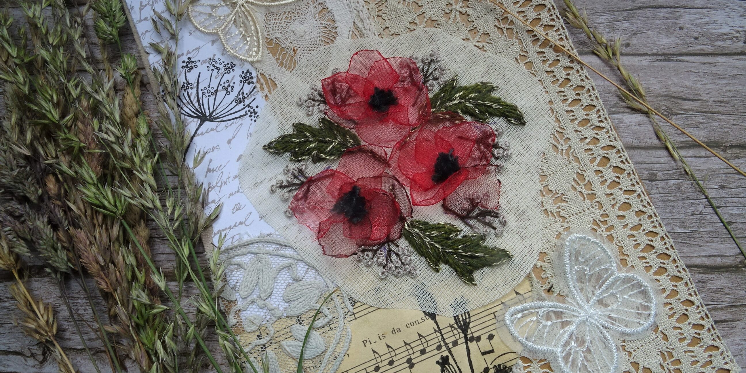 Tuto0. Broder des coquelicots Fils et Fantaisies - Broderie fantaisie ou broderie d'embellissement ou broderie créative