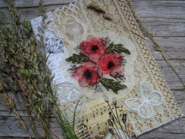 Tuto0. Broder des coquelicots Fils et Fantaisies - Broderie fantaisie ou broderie d'embellissement ou broderie créative